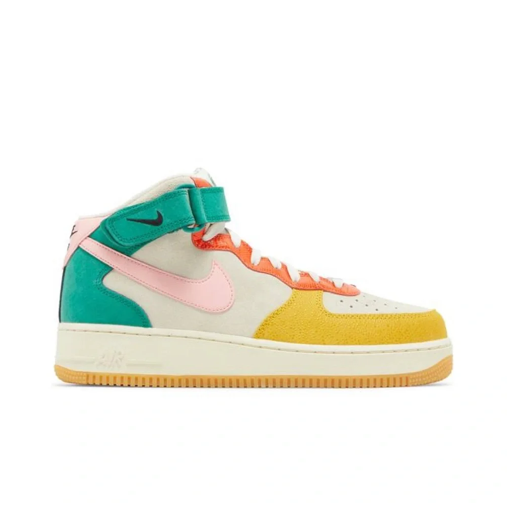 Nike Air Force 1 Mid NH Coconut Milk/Bleached Coral Mn Vivid Sulfur Rush Orange - Picture 1 of 16